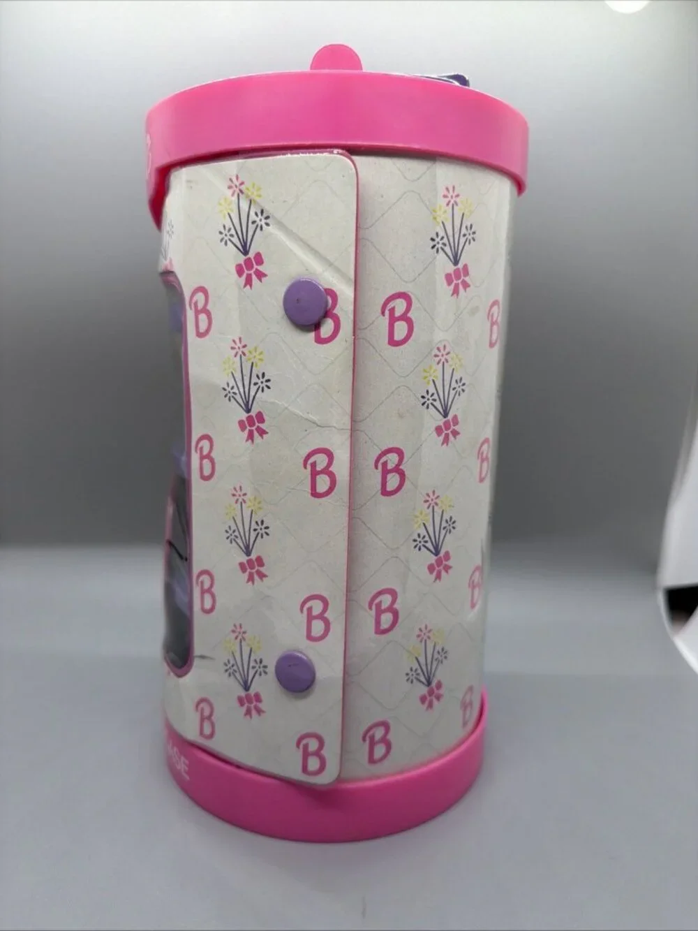 Barbie Accessory Case Vintage 1992 Cylinder Drawers Pink Purple